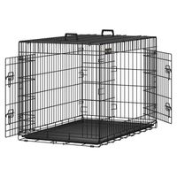 FEANDREA Cage pliable Chien 107 x 70 x 77,5 cm 2 Portes Pliable et Transportable avec Poignées et Plateau Noir XXL PPD42H