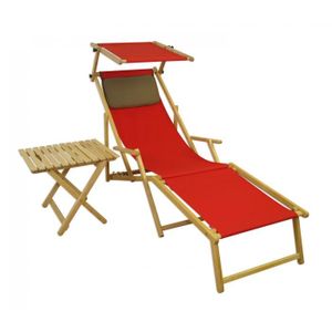 CHAISE LONGUE Chaise longue de jardin pliante rouge avec repose-