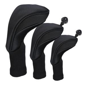 CAPUCHON - COUVRE CLUB 3 Pieces Black Golf Head Covers Driver 1 3 5 Headc