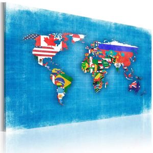 Carte Du Monde Empire Avec Drapeaux - 91x61cm - Poster Éducatif Version Actualisée