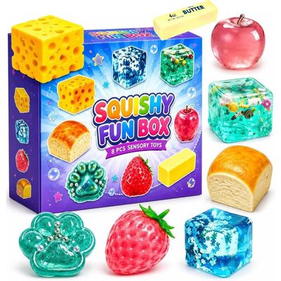 12 Pieces Glitter Squishy Dumplings, Squishy Dumplings with Steamer - Colorful Squishies Dumplings - Anti-Stress Balls - Gifts for Parties and Birthdays (A