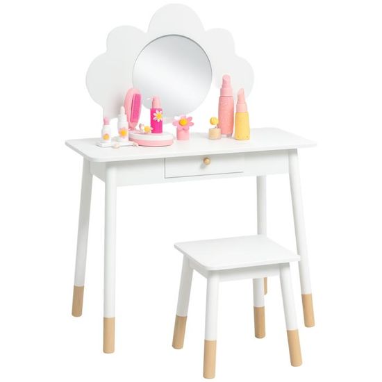 Coiffeuse pour enfants - AIYAPLAY - tabouret et miroir LED