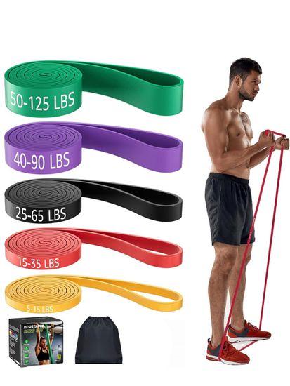 Élastiques Musculation 5 Niveaux – Kit Complet Avec Poignées, Ancrage Porte & Sac – Fitness, Yoga, Pilates à La Maison