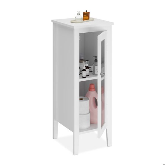 Armoire de salle de bain, étagère réglable, fermeture magnétique, HxLxP: 50x30x18,5 cm, placard étroit, blanc, Relaxdays | Leroy Merlin
