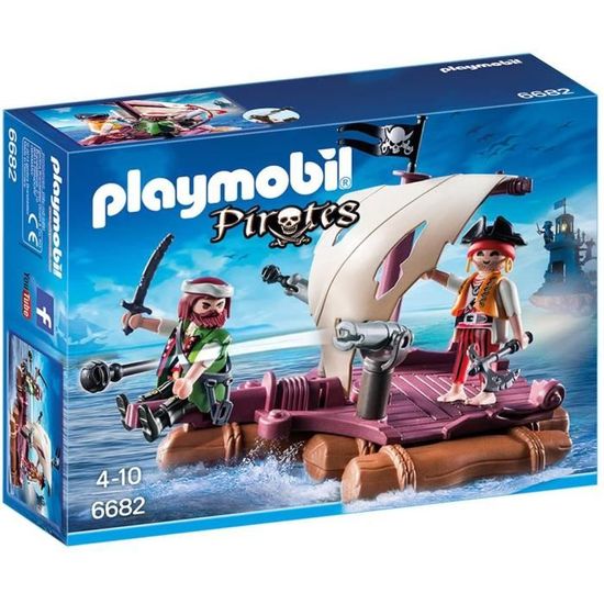 Jeu de construction Playmobil - Radeau avec pirates des ténèbres 6682 - 3 pièces en plastique