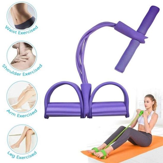 Corde De Tension élastique Musculation Avec Poignées Et Pédale - Bande Résistance Fitness Pour Abdos, Bras, Jambes - Maison, Voyage