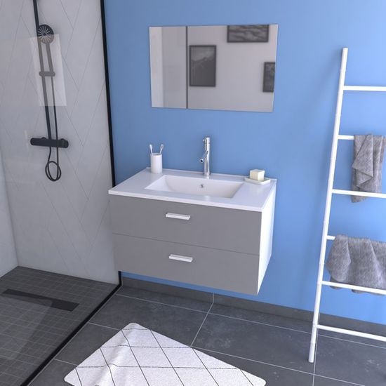 Ensemble design de salle de bain - Gris - L 80 x P 46 x 45 cm