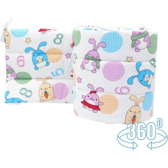 Tour de lit respirant complet 360 cm Pur coton sans colorant chimique Savane Beige 100/% Union Europ/éenne Callyna/®