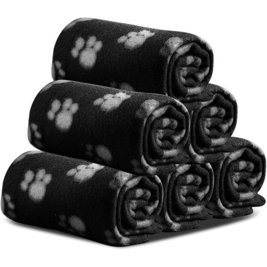 Couverture Pour Chien Chat - Lot De 4 En Flanelle Douce 60x40 Cm - Imprimé Patte - Lavable, Anti-Peluche - Petit/Moyen Animal