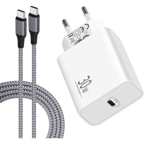 Chargeur Rapide 25W USB-C Pour IPhone 15/16 Et IPad - Pack De 2 Avec Câbles 2 M, Sécurité Avancée