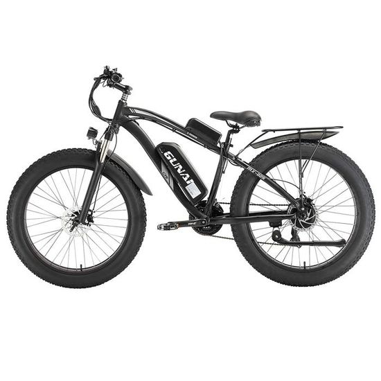 Vélo Électrique Adultes 26 X 4,0" VTT Fat Bike GUNAI MX02S 1000W 48V 17Ah - 21 Vitesses - Noir