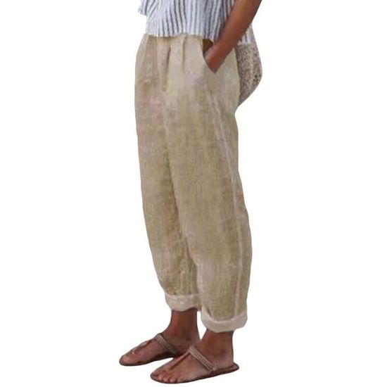 Pantalon Jogging Femme Coton Couleur Unie Ample Pantalon Chic