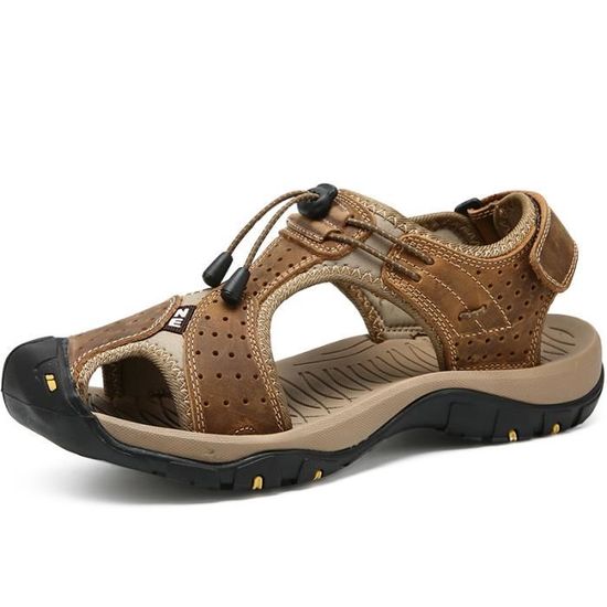 Sandales Homme Cuir AX BOXING - Sandales De Randonnée Été Plage Trekking - Taille 41 à 45 EU