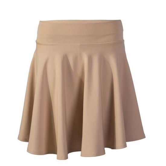 Jupe mi-longue évasée Gabardine de coton beige