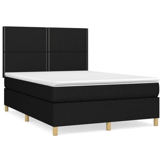 Lit 140x200 gris en velours matelassé et sommier intégré – MORICE