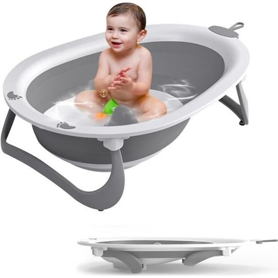 Baignoire Bébé Pliable JUPPLIES Avec Coussin Et Thermomètre Digital - 75x45 Cm, Compacte Et Sûre - 9