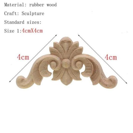 4 Appliques Murales D'angle En Bois Sculpté Floral - Déco Européenne Vintage - 18x18cm