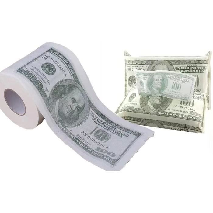 Papier toilette pour billet de 100 $ - Cadeau fantaisie amusant et créatif  (1 rouleau de papier + 1 paquet de mouchoir) - Cdiscount Au quotidien