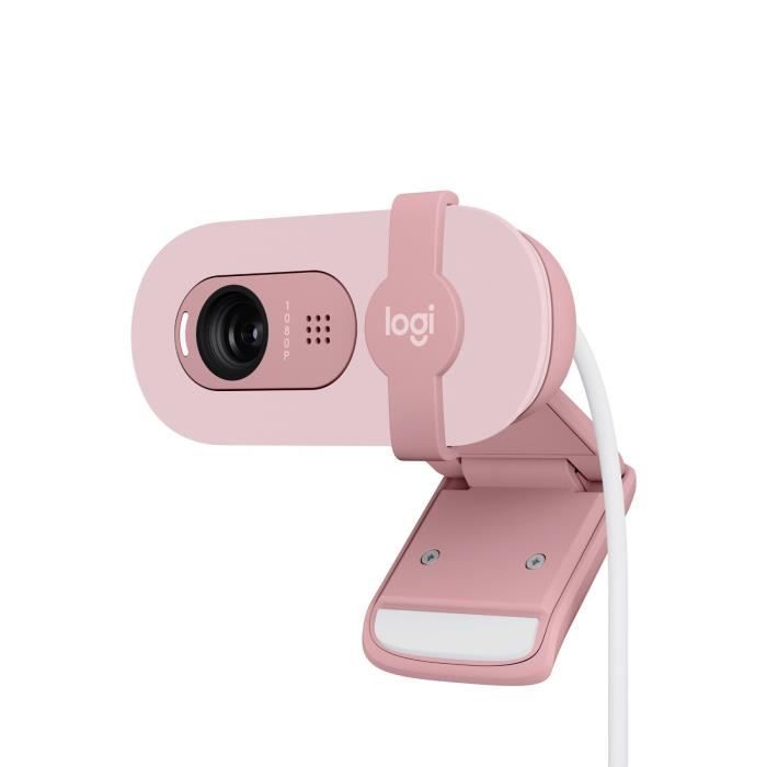 Webcam - Full HD 1080p - LOGITECH - Brio 100 - Microphone intégré - Rose - (960-001623)