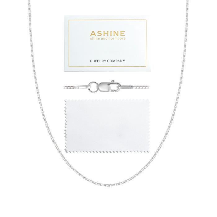 Chaine De Cou Vendue Seule RONHV Women's 925 Sterling Silver 1mm & 0.8 Italian Box Chain Necklace 16- - 30- With Silver Polishing Cl