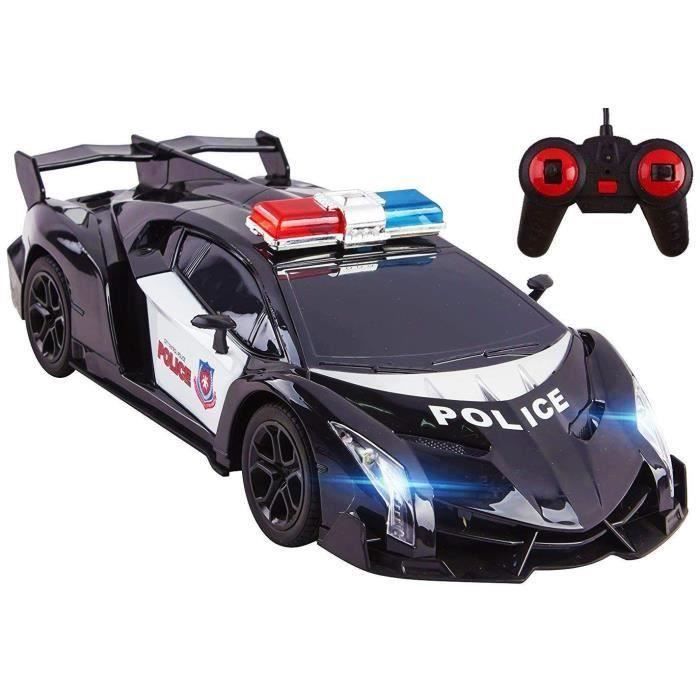 Voiture Télécommandée, Voiture enfant, Voiture de Police télécommandée Super Exotique avec phares à Del Fonctionnels (véhicule de Co