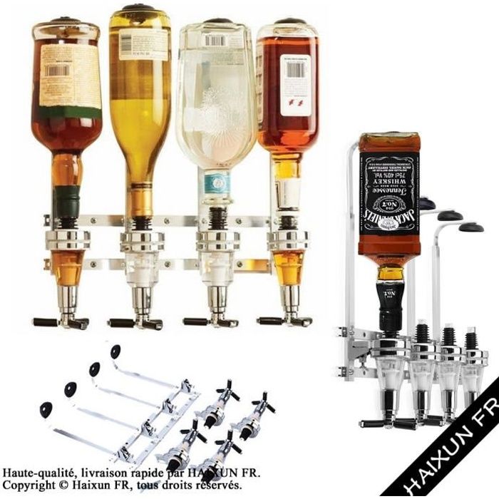 Support mural Distributeur de vin Alcool boisson 4 bouteilles Porte-bouteille ©HAIXUN FR