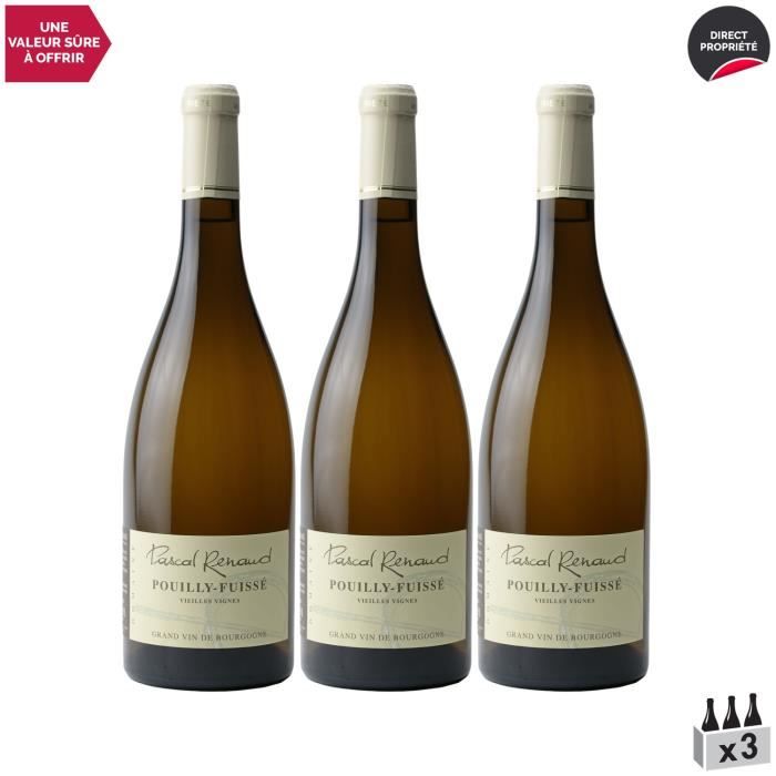 Pouilly-Fuissé Vieilles Vignes Blanc 2020 - Lot de 3x75cl - Domaine Pascal Renaud - Vin AOC Blanc de Bourgogne