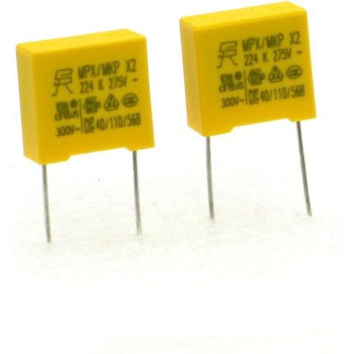 2x Condensateurs MPX MPK X2 224K 220nf P:10mm 275V - 228con498