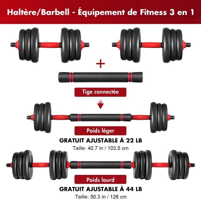 Haltères de 20 kg, Haltère domestique Lot de 2 Kit Haltères 20 kg , Homme haltère de remise en forme