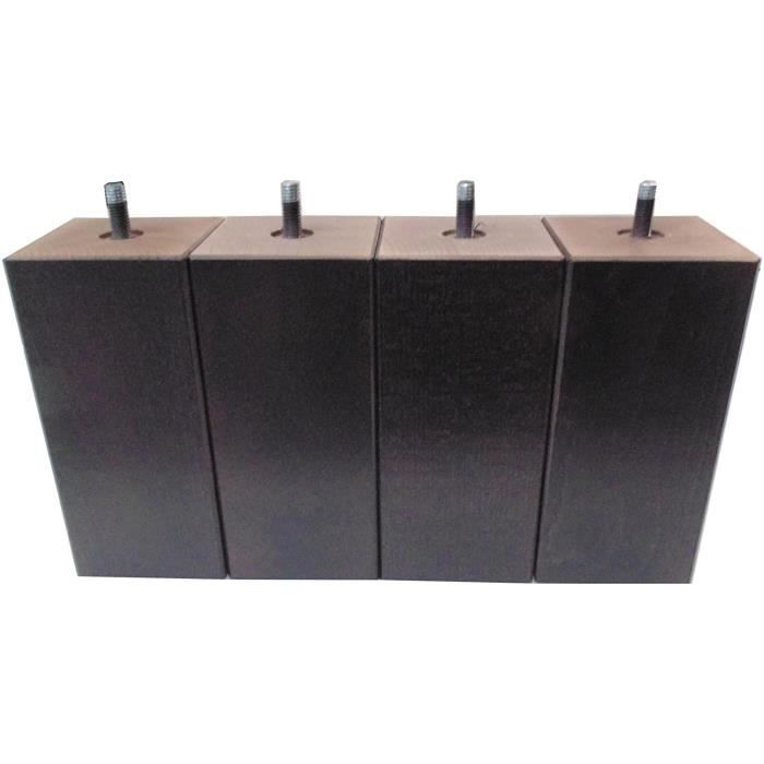 Hévéa Sélection Jeu de 4 Pieds Bois carré wengué 20 cm 70 x 70 PDSCARRE20W A198