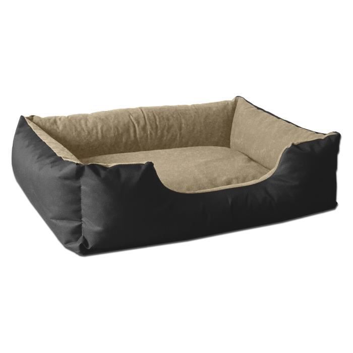 BedDog LUPI lit pour chien, Panier corbeille, coussin de chien [S env. 55x40cm, NAMIB-BLACK (noir/beige)]