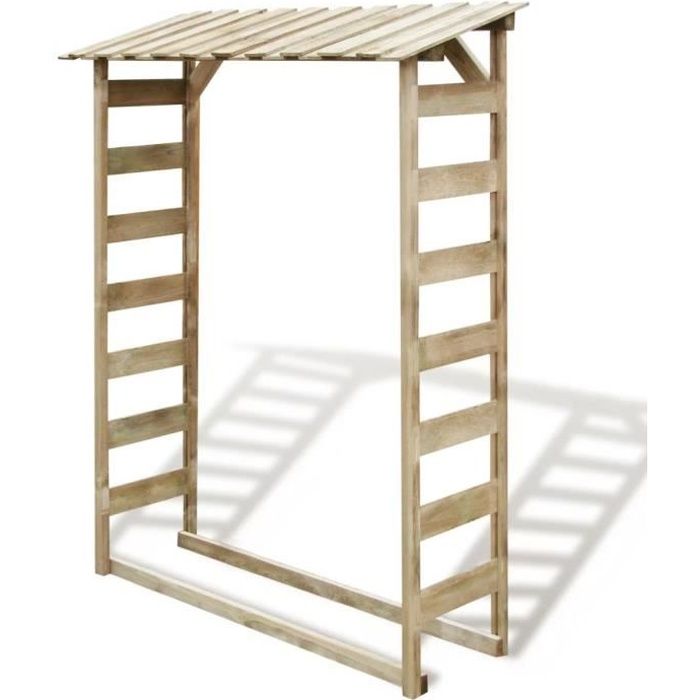 Abri Bûche pour Stockage du Bois en Pin Imprégné FSC 150*44*176 cm