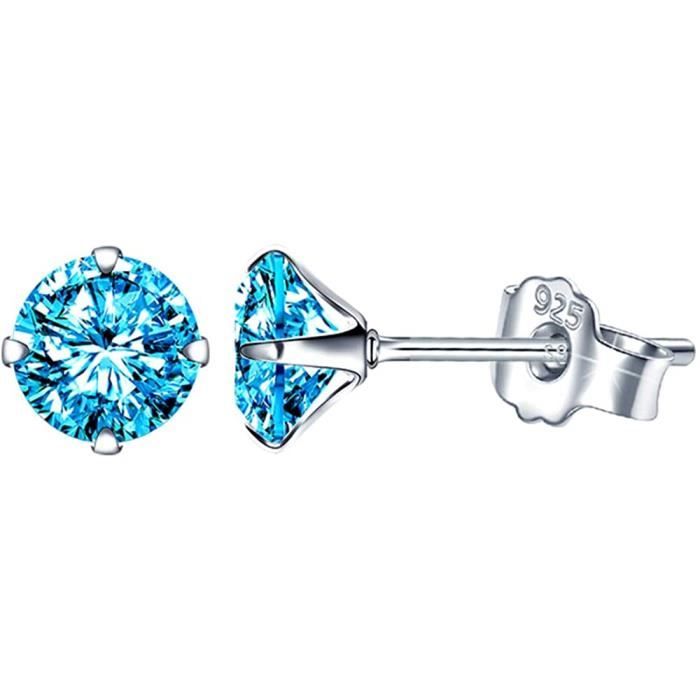 Boucles doreilles zircon color/é Cadeau de No/ël anniversaire Yumilok Boucles doreilles femme fille en 925 argent