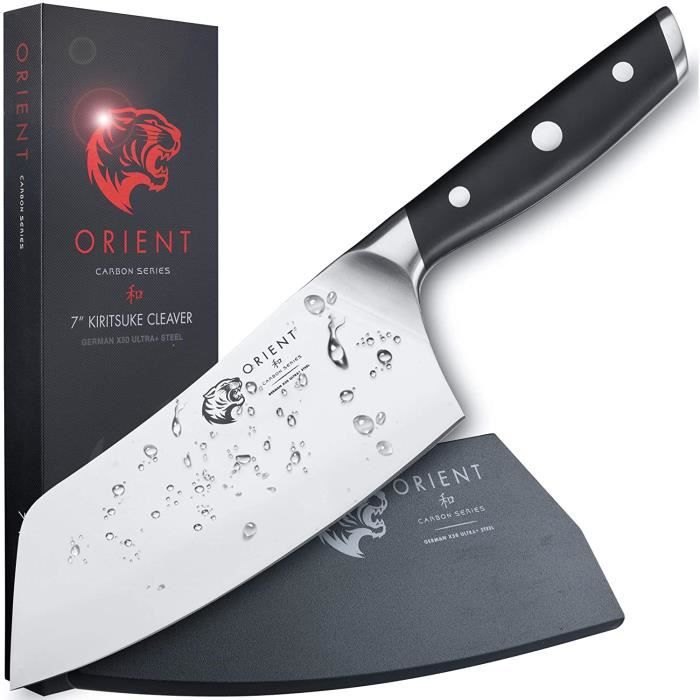 ORIENT Série Carbon – Couteau couperet kiritsuke (couperet 18 cm), Couteau de Chef Chinois avec Coffret Cadeau - Couteau de Chef Jap