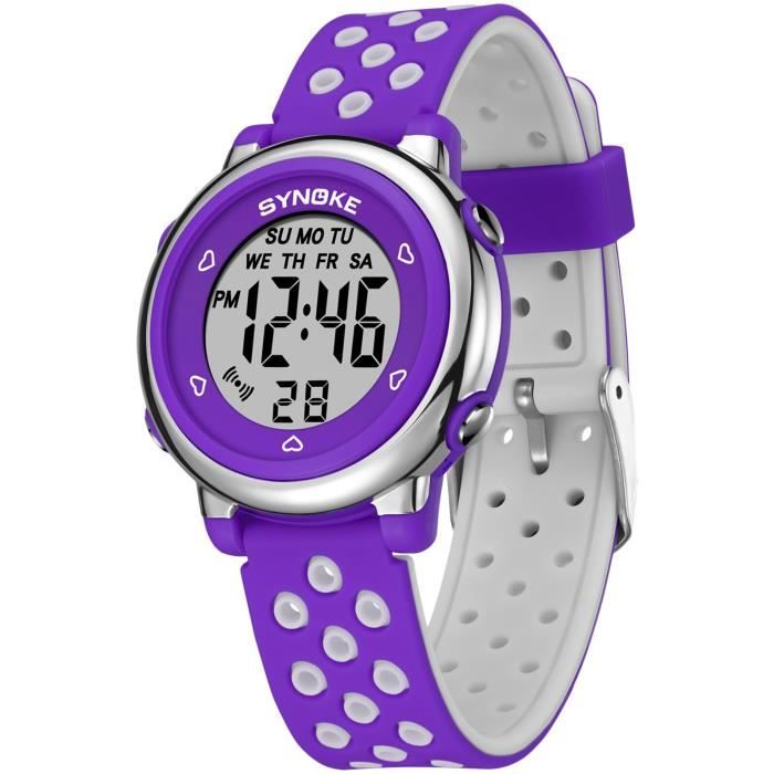 Taille Violet-Child Digital Multi-function Sports Waterproof Alarm Clock Luminous Watch Minimalist Fashion Ultra Thin Watches Luxu