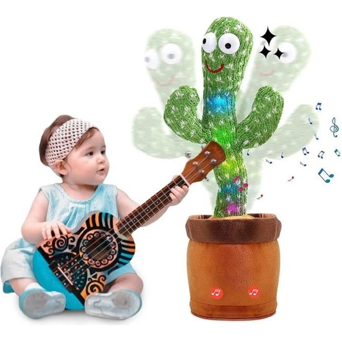 Cactus Qui Danse et Répète Francais,Le Cactus Qui Parle et Qui Danse,Talking Cactus Peluche Musical Bebe,Jouet Cactus Qui Repete,