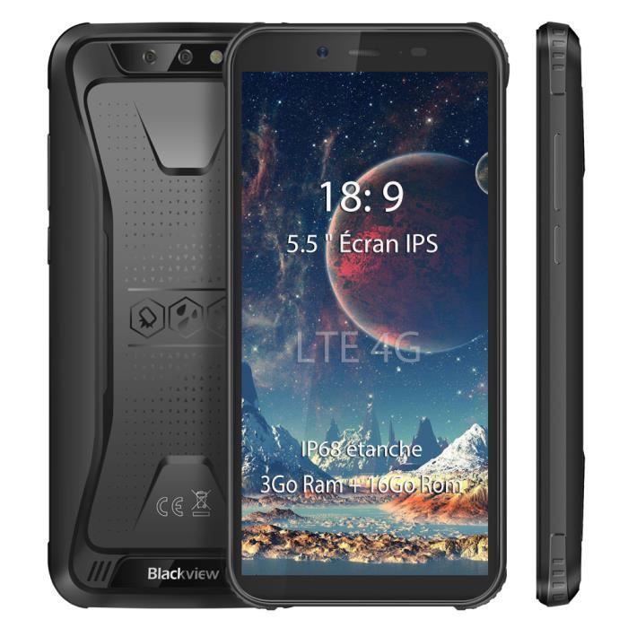 Smartphone 4G IP68 Etanche Blackview BV5500 Pro 5.5- 3Go + 16Go Téléphone portable - Noir