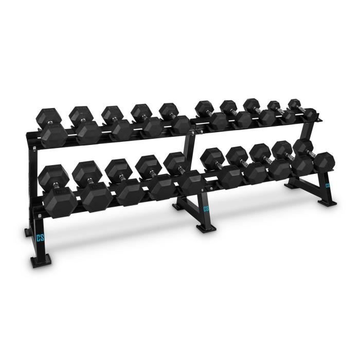 CAPITAL SPORTS Dumbbell Rack Set cross-training complet , lot 20 haltères courts avec rack 2 étages pour salle de musculation