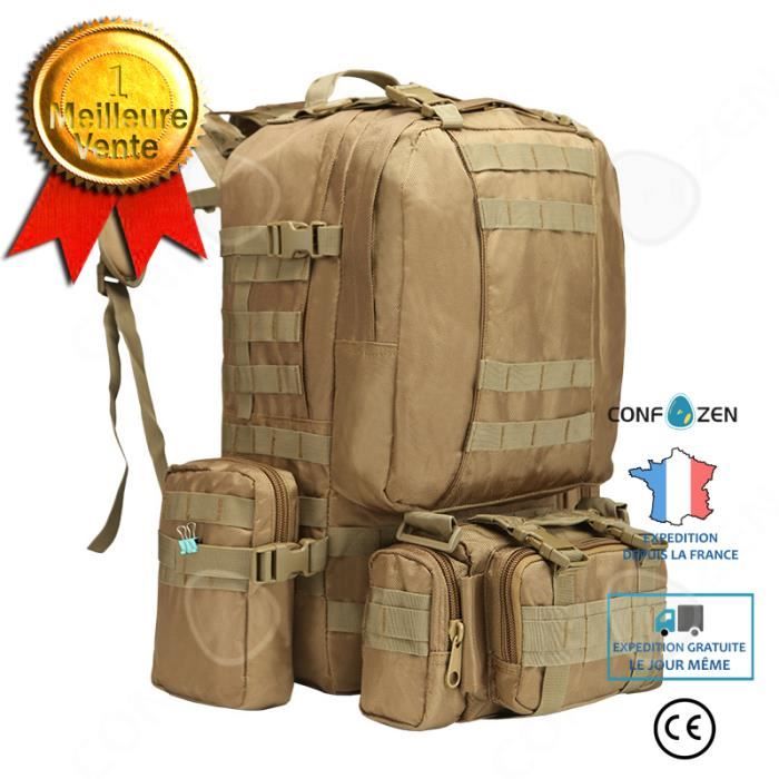 CONFO® Sac d'alpinisme Sac à dos Sports de plein air Grande capacité Multi-fonction Camouflage tactique Fan de l'armée Groupe de cam