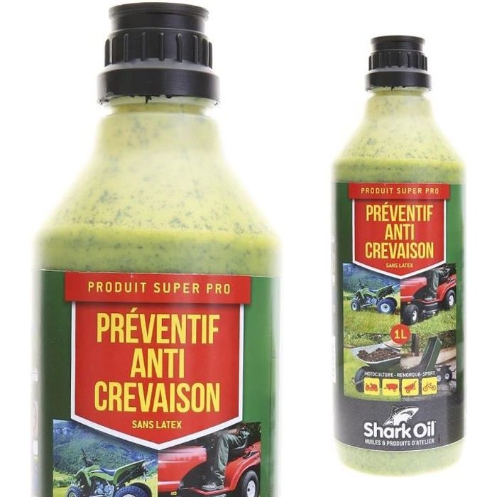 Préventif anti crevaison pour roue de tondeuse. Shark Oil - OKO. Flacon 1 litre