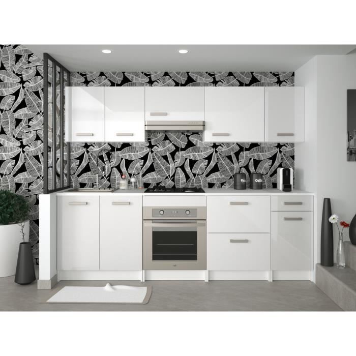 MEUBLES COSY Cuisine Complète contemporain, 8pcs armoire de combinaison de cuisine - blanc/blanc