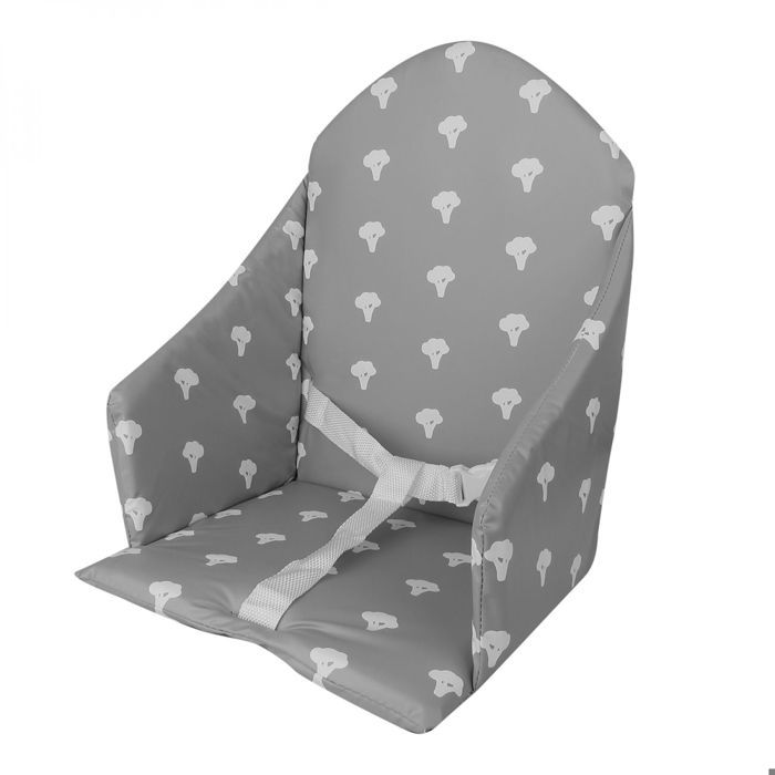 Coussin d’assise universel Miam avec harnais pour chaise haute bébé - Gris foncé brocolis - Monsieur Bébé