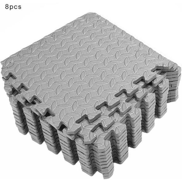 Tapis de protection de sol – 8 dalles en mousse - Matelas puzzle pour matériel fitness, gym, musculation – Salle de sport, garage