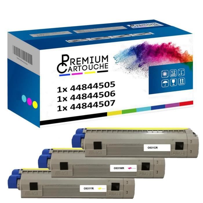 Toner 44844507 Cyan + Magenta + Jaune Compatible pour OKI C 831 CDTN OKI C 831 DM OKI C 831 DN OKI C 831 N OKI C 831 Series OKI C 84