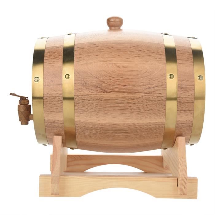 ZHI Bonne Tonneau de Vin en Bois Baril de chêne style vintage pour Stockage de Vin-Bière- Whisky et liqueurs (5L)