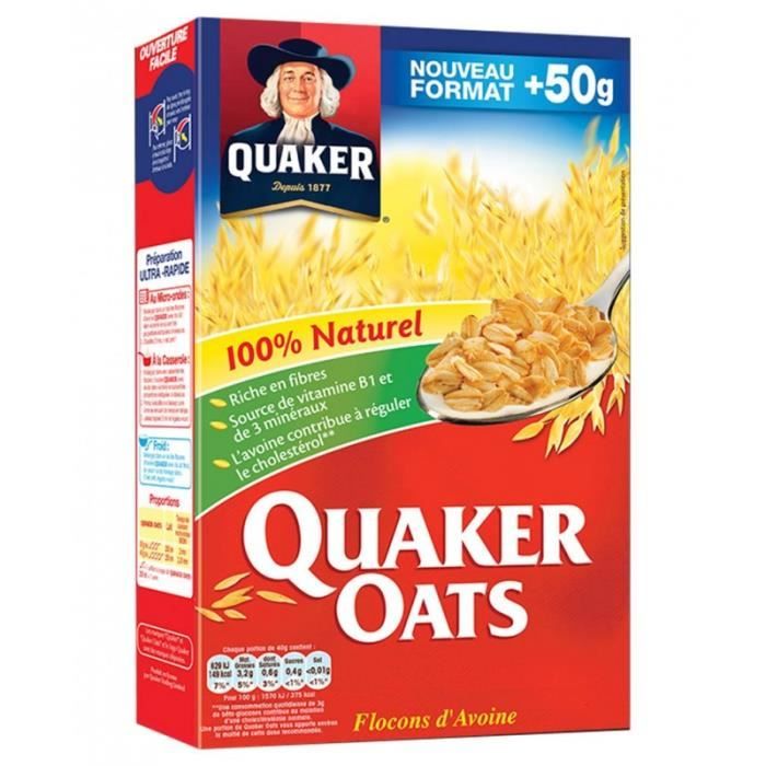 Quaker Oats Flocons d’Avoine 100% Naturel 550g (lot de 4)