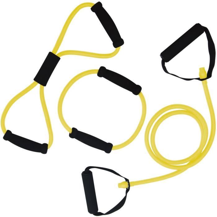 TUNTURI Set élastiques de musculation tubing léger avec grip, , jaune