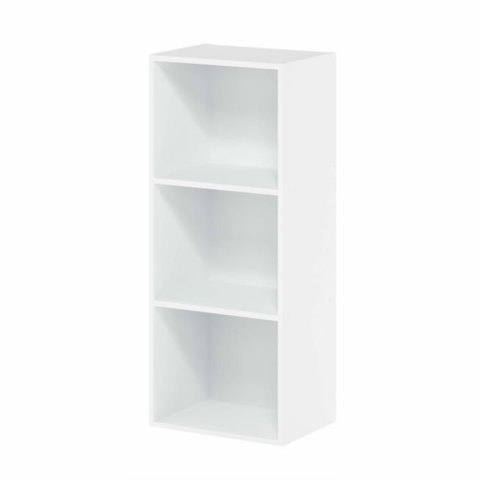 Bibliothèque - FURINNO - 11003WH - Bois - Blanc - Facile à assembler - One Size