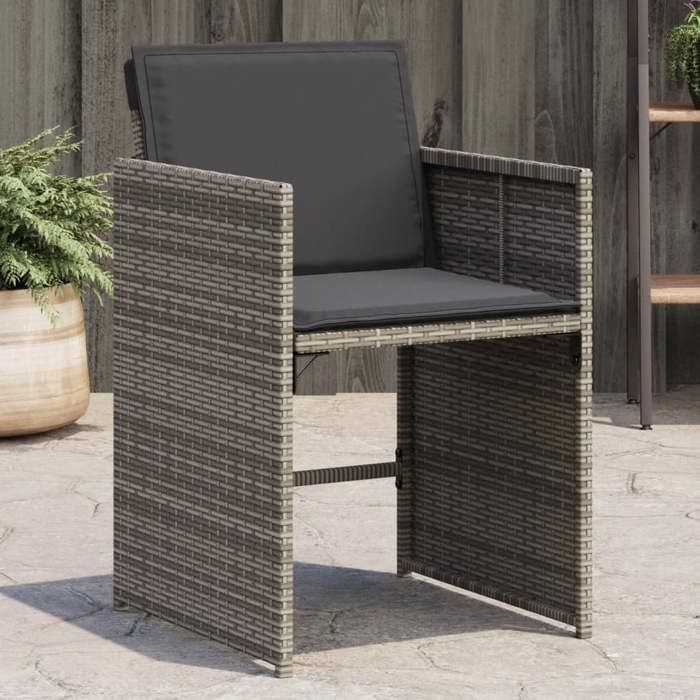vidaXL Lot de 4 Chaises de Jardin avec Coussins Sièges de Terrasse Chaises de Balcon Meubles de Patio Extérieur Gris 4007457