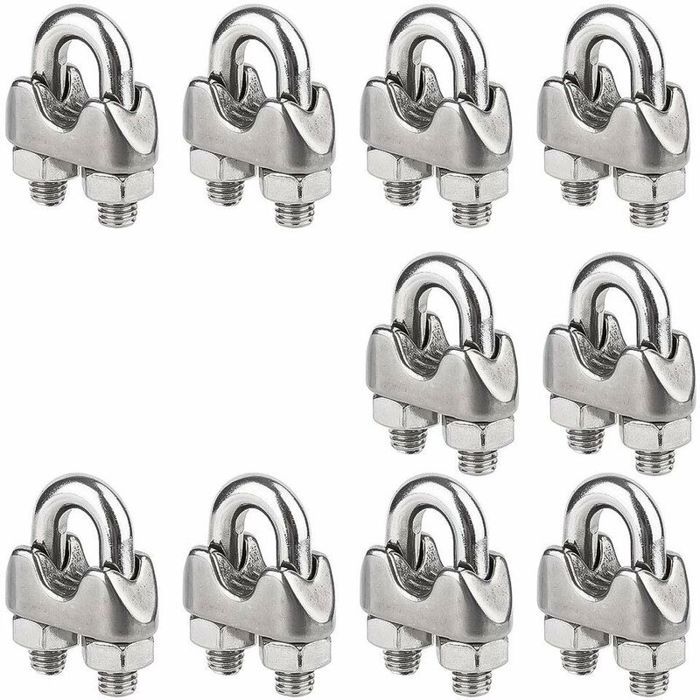 10 Serre-Câbles Simplex M3 En Acier Inox 304 - Pour Câbles Acier 3mm - Chantier Et Marine